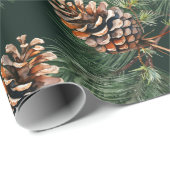 Pine Cones Laden White Pine Garlands Cadeaupapier (Rol Hoek)