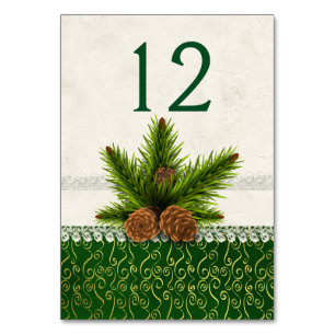 Pine Cones Mariage d'hiver Carte Numéro de table