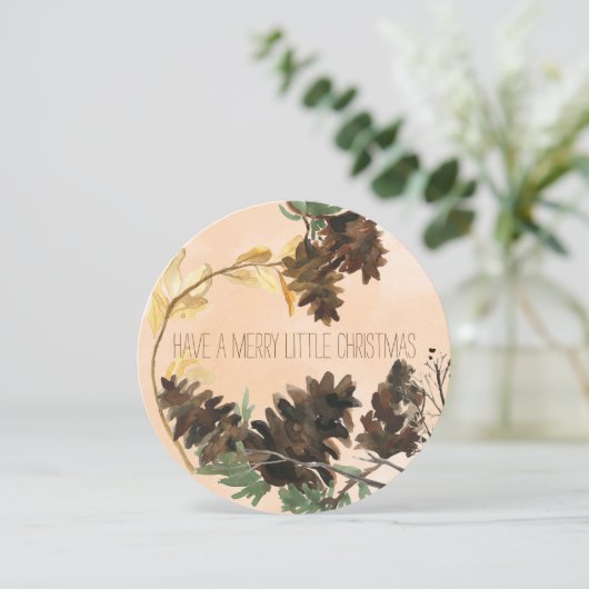 Pine Cones Nature Ronde Noël Carte de vacances (Debout devant)