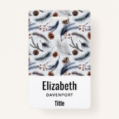 Pine Cones & Pine Needles Waterverf Patroon Badge (Achterkant)