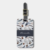 Pine Cones & Pine Needles Waterverf Patroon Bagagelabel (Voorkant verticaal)