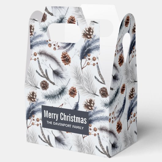 Pine Cones & Pine Needles Waterverf Patroon Bedankdoosjes (Geopend)