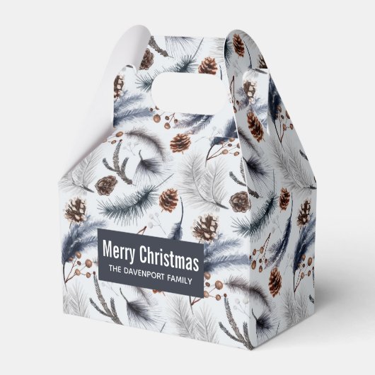 Pine Cones & Pine Needles Waterverf Patroon Bedankdoosjes (Voorkant Zijde)