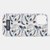 Pine Cones & Pine Needles Waterverf Patroon Case-Mate iPhone Case (Achterkant (horizontaal))