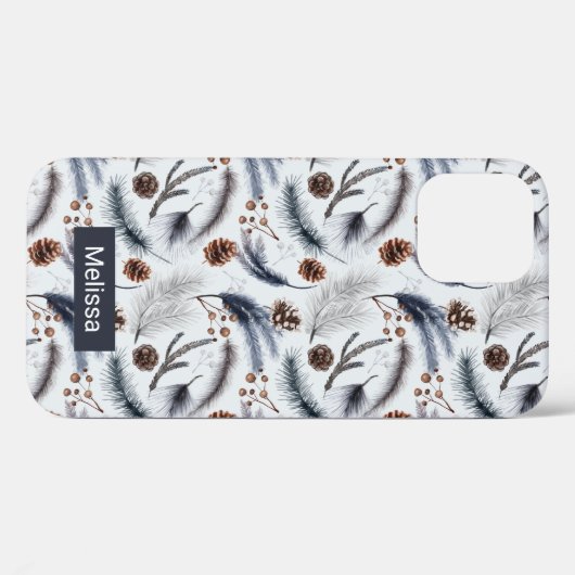 Pine Cones & Pine Needles Waterverf Patroon Case-Mate iPhone Case (Achterkant (horizontaal))