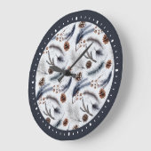 Pine Cones & Pine Needles Waterverf Patroon Grote Klok (Hoek)