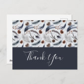 Pine Cones & Pine Needles Winter Pattern Dank u Briefkaart (Voorkant / Achterkant)
