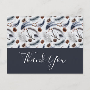 Pine Cones & Pine Needles Winter Pattern Dank u Briefkaart