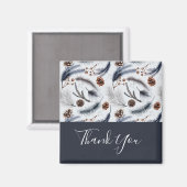 Pine Cones & Pine Needles Winter Pattern Dank u Magneet (Voorkant / Achterkant)