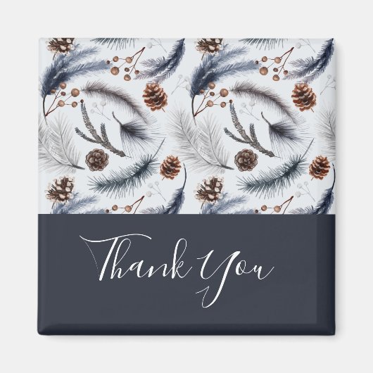 Pine Cones & Pine Needles Winter Pattern Dank u Magneet (Voorkant)