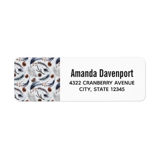 Pine Cones & Pine Needles Winter Pattern Etiket (Voorkant)
