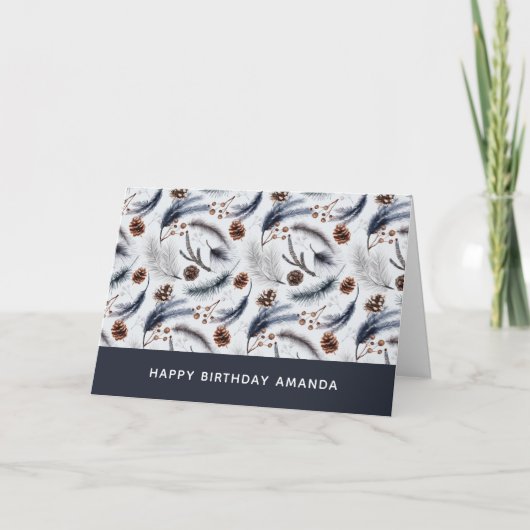 Pine Cones & Pine Needles Winter Pattern Kaart (Voorkant)
