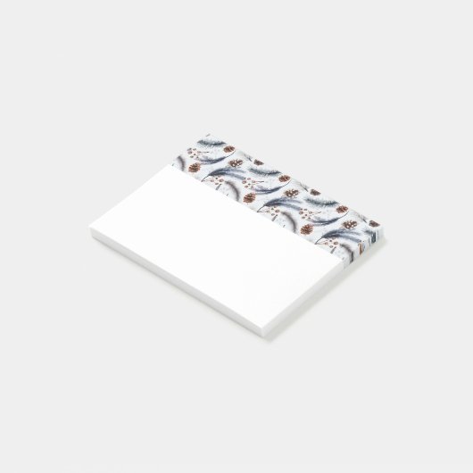 Pine Cones & Pine Needles Winter Pattern Post-it® Notes (Schuin)