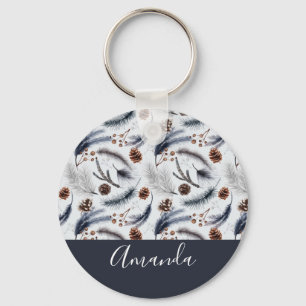 Pine Cones & Pine Needles Winter Pattern Sleutelhanger