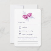 Pine cones pruim en marine bruiloft RSVP Kaartje (Achterkant)