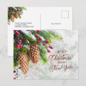 Pine Cones Red Berry Kerstmis Nieuwjaar Business Briefkaart (Voorkant / Achterkant)