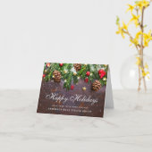 Pine Cones Rustic Corroborative Kerstfeestdag Kaart (Gele Bloem)