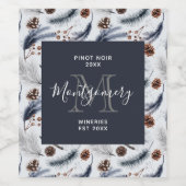 Pine Cones & Rustic Waterverf Pattern Making Wijn Etiket (Enkel label)