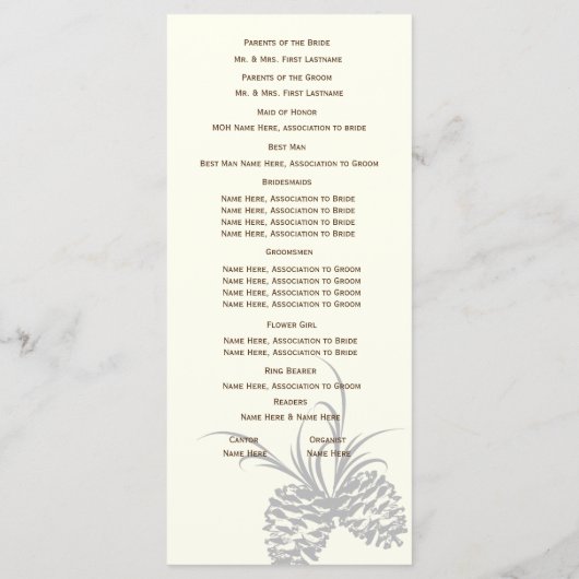 Pine Cones Rustiek Zilver en Bruin Programma (Achterkant)