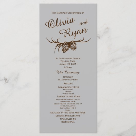 Pine Cones Rustiek Zilver en Bruin Programma (Voorkant)