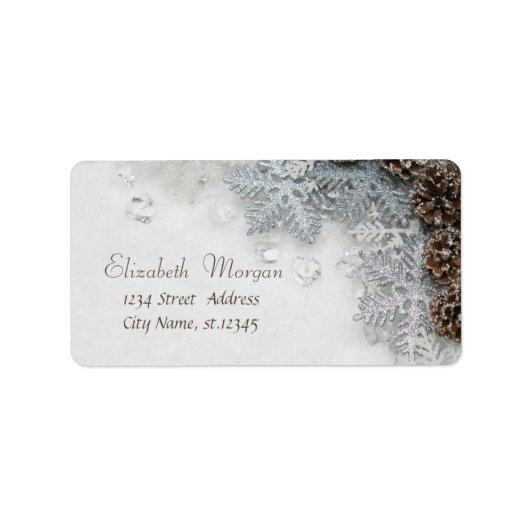 Pine Cones,Snowflakes Kerstmis Etiket (Voorkant)
