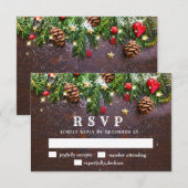 Pine Cones Tak Rustische Kerst  RSVP Kaart (Voorkant / Achterkant)