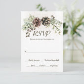 Pine Cônes verdure Mariage d'hiver Carte RSVP (Debout devant)