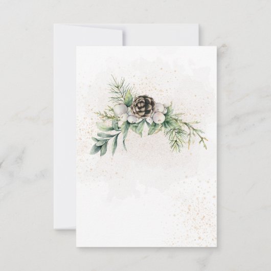 Pine Cônes verdure Mariage d'hiver Carte RSVP (Dos)
