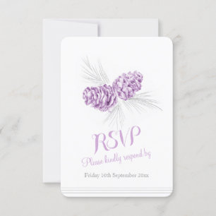 Pine cônes violet mariage RSVP