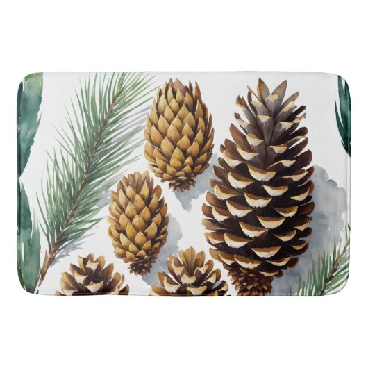 Pine Cones Waterverf Botanische Kunst Badmat (Voorkant)