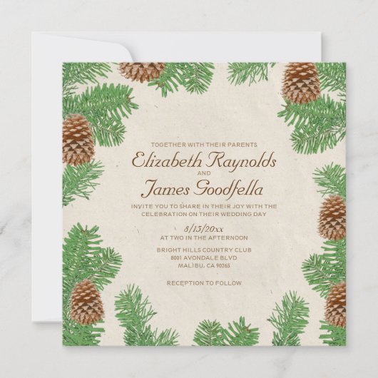 Pine Cones Wedding Invitations Kaart (Voorkant)