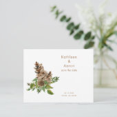 Pine Cones Wedding Website Save the Date Aankondigingskaart (Staand voorkant)