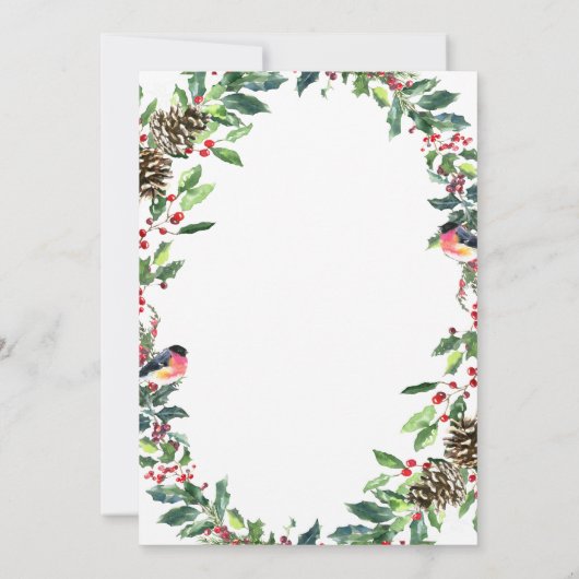 Pine Cones Wreate Kerstfeestdag Open House Kaart (Achterkant)