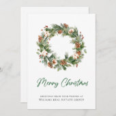 Pine Cones Wreate Kerstmis Corporate Feestdagenkaart (Voorkant / Achterkant)