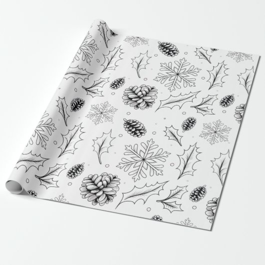 Pine Corn Leaves boom sneeuwvlokken seizoensgebond Cadeaupapier (Uitgerold)
