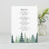 Pine d'aquarelle rustique Menu Mariage d'hiver (Debout devant)