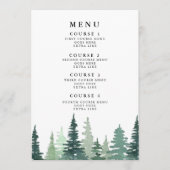 Pine d'aquarelle rustique Menu Mariage d'hiver (Devant)