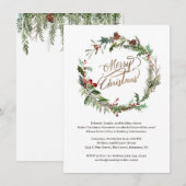 Pine de couronne de Noël Berry Holly Invitation de (Devant / Derrière)