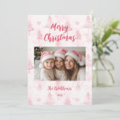 Pine de Noël rose Carte de vacances photo (Debout devant)