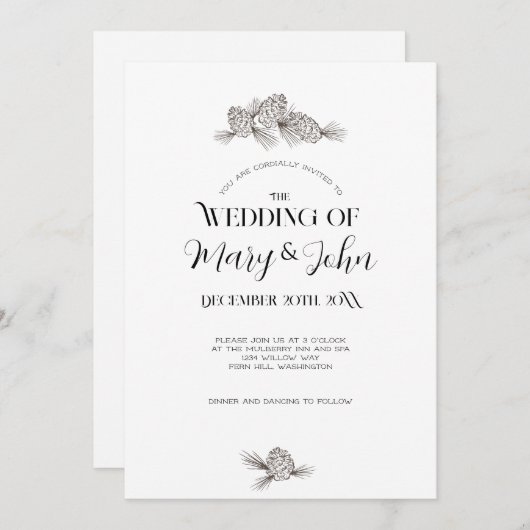 Pine de Vacances Faire-part de mariage (Devant / Derrière)