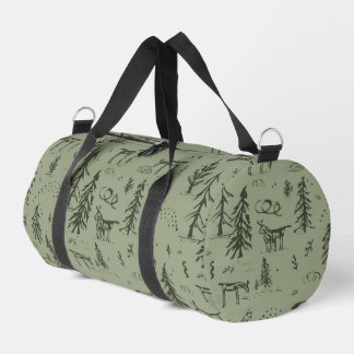 Pine Deer Lake Life - saliegroen bospatroon. Plunjezak