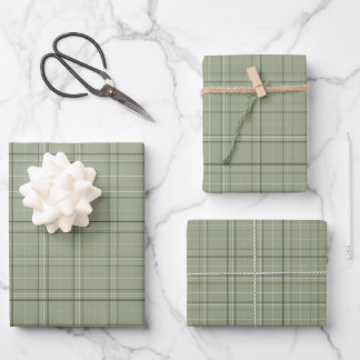 Pine Deer Plaid - saliegroen cabincore tartan. Inpakpapier Vel