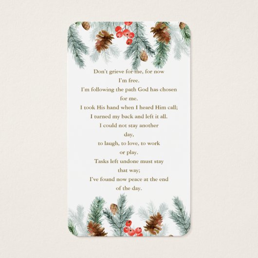 Pine d'hiver Berry Cone Frontière Photo funéraire  (Dos)