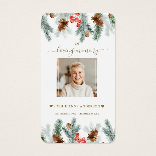 Pine d'hiver Berry Cone Frontière Photo funéraire  (Devant)