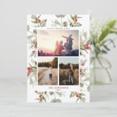 Pine d'hiver Berry Green 3 Photo Carte de vacances (Debout devant)