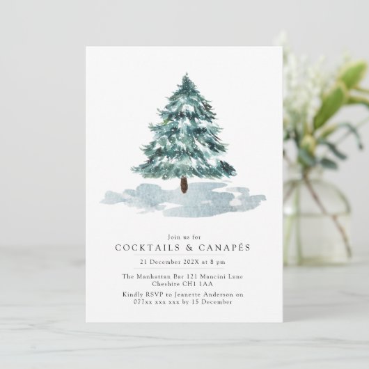 Pine d'hiver Cocktail de Noël Invitation (Debout devant)