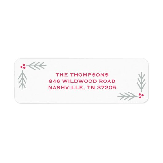 Pine en Berry Holiday Return Address Label (Voorkant)
