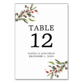 Pine en bessen Winter bruiloft gepersonaliseerd Kaart (Achterkant)