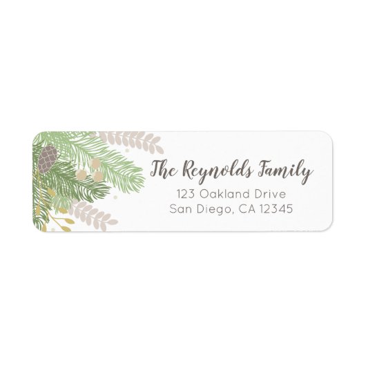 Pine en Ferns Holiday Return-label Etiket (Voorkant)