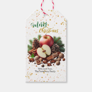 Pine en Kaneel Appels Natuur Kerst  Cadeaulabel